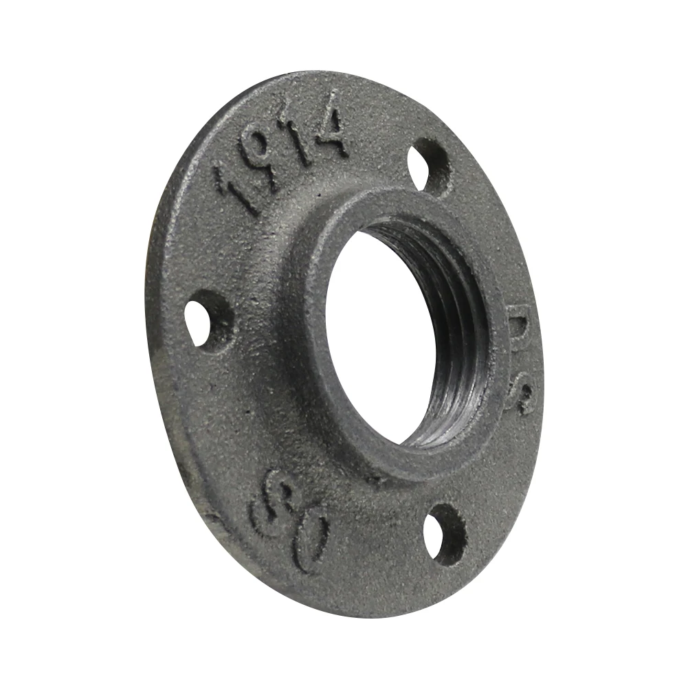 Garden Decorative Malleable Iron Floor/Wall Flange Malleable Cast Iron Pipe Fittings Three Bolt Holes 1/2" 3/4" 1" 1 Pc cast iron pipe fittings