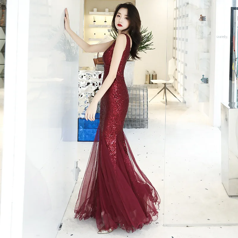 prom dresses sexy v-neck mermaid sequin prom dress long prom gown robe de soiree party dress