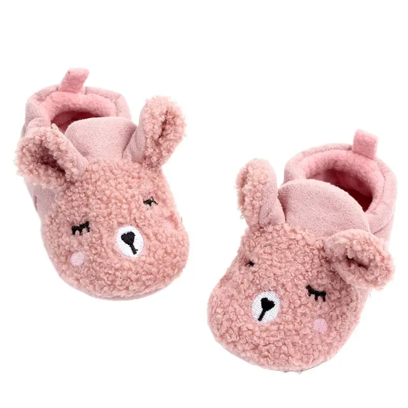 Infant Baby Cartoon Animal Ears Slippers Newborn Winter Warm Thick Plush  Anti-Slip Sole Booties First Walkers Crib Shoes - AliExpress