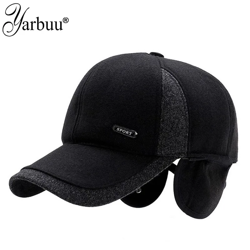 Новинка 2019 Мужская зимняя бейсболка YARBUU шапка с ушами сохраняющая тепло кепка
