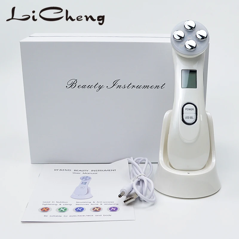 

Licheng 5in1 RF & EMS Mesotherapy Electroporation Face Beauty Radio Frequency LED Photon Face Skin Rejuvenation Remove Wrinkle