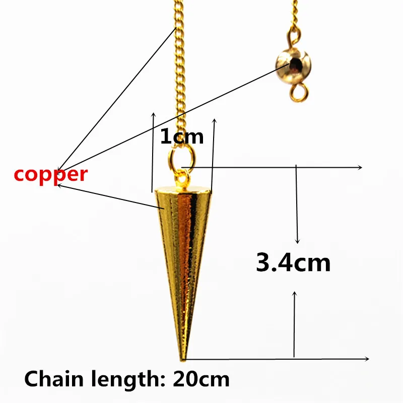 Подвеска в виде пирамиды, металлические конусы, маятниковые часы, изготовлены из медных маятников, маятниковые маятники для придания кулонов ведьмы, радиестезии - Окраска металла: 3.4 cm  gold