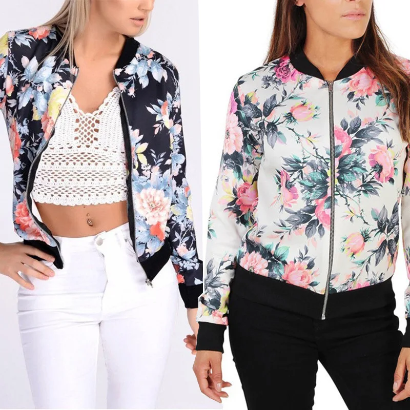 

2019 autumn and winter women's jacket long-sleeved rose print casual jacket jacket
