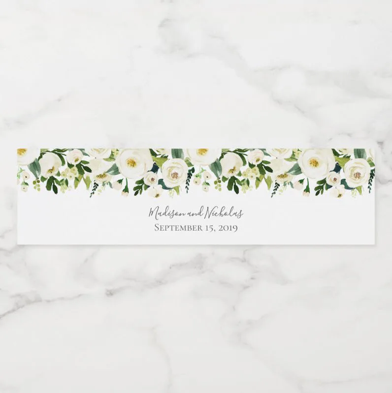 thumbnail image 1 of 30 piezas, etiquetas personalizadas con diseño floral para botellas de agua de boda, pegatinas, cumpleaños, aniversario, impermeables, 1 of 5