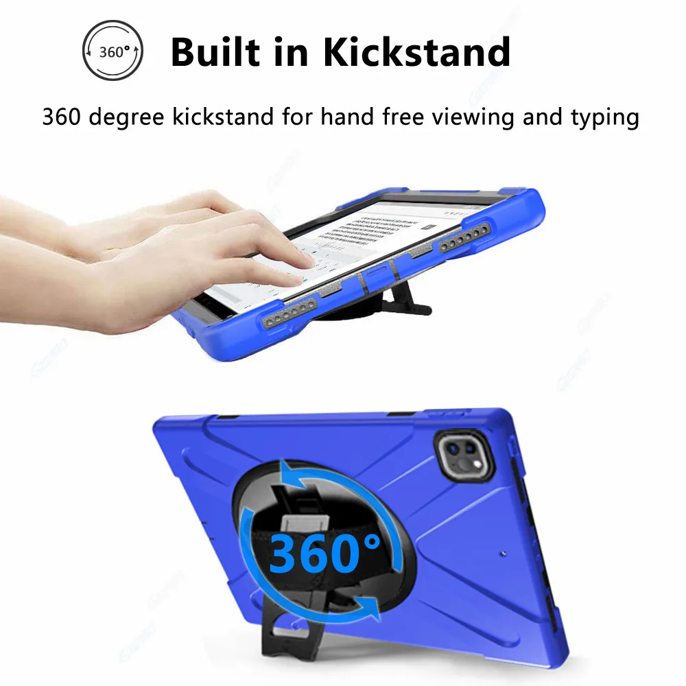 GZERMA Case For iPad Pro 12.9 2020 Case With Hand Strap Shoulder Strap 360° Rotatable Stand Case For iPad Pro 12.9'' 2020 2018