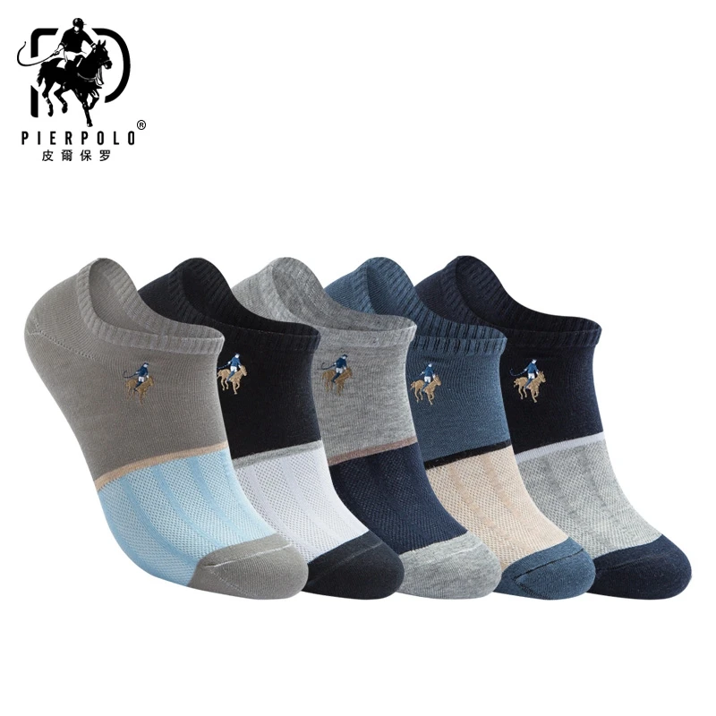 

PIER POLO 5 Pairs/Lot summer Thin Mesh Cotton Socks For Man Brand New Business Casual Socks Male clothing Short Socks