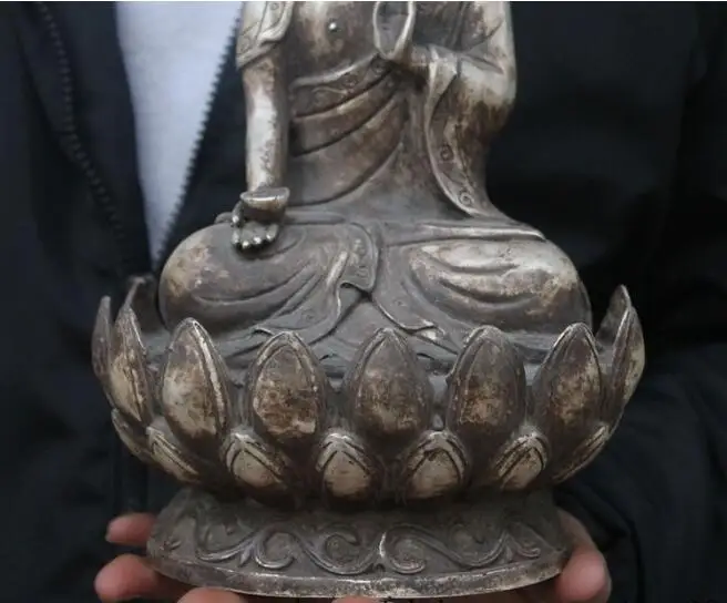Медь сатю старый китайский буддизм joss Серебряный Лотос Шакьямуни Амитабха статуя Будды