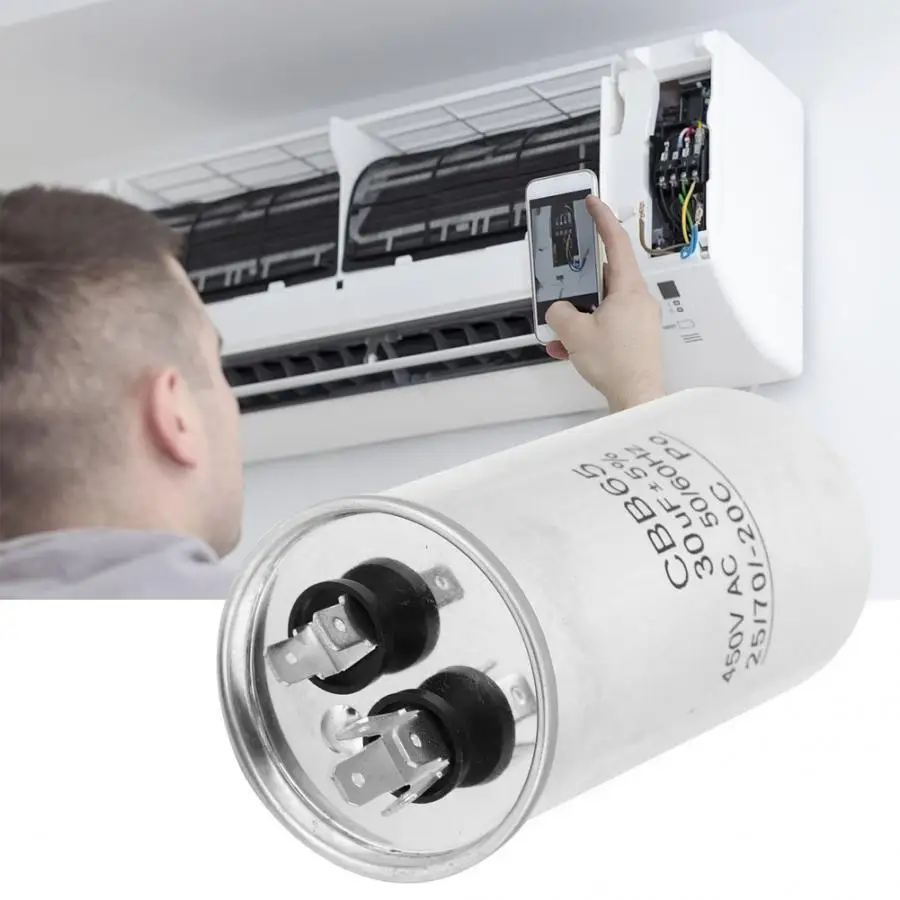 Компрессорный конденсатор CBB65 30 мкФ 450V Конденсатор Пусковой двигатель Homopolar электролитический конденсатор для компрессора