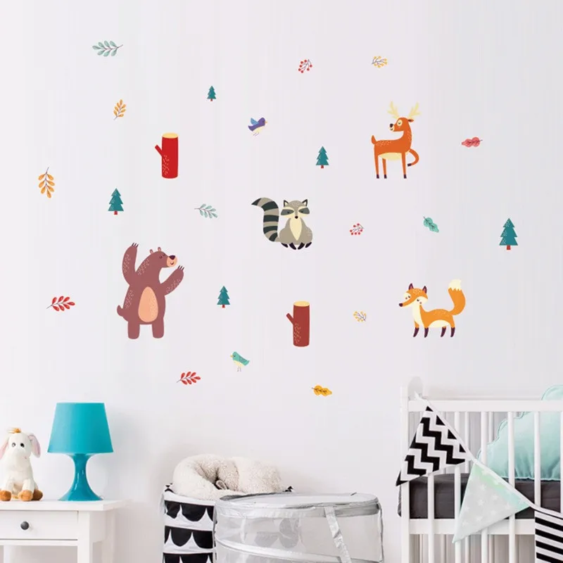 

ZOLLOR Children room cartoon creative wall stickers bedroom wardrobe door self-adhesive paper decoration kindergarten classroom