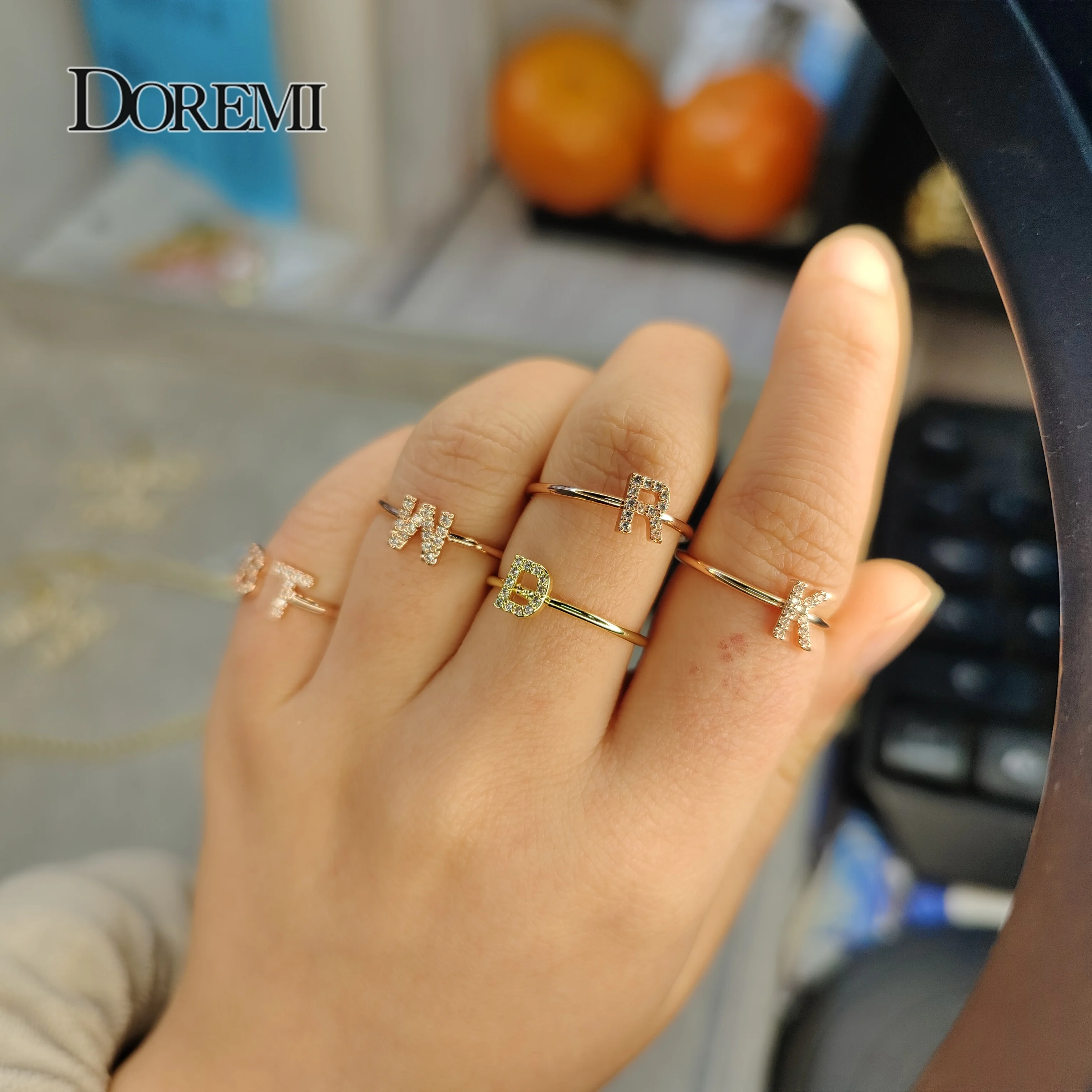 Crystal letter ring Statement Initial Rings For Women Men Punk Jewelry Copper Stackable Chunky Bold Letter Thumb Rings green velvet stackable jewelry tray ring display storage box tray for jewelry earring jewelry holder necklace organizer box