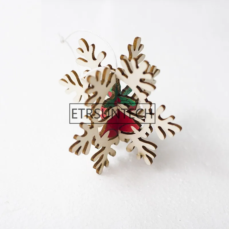 100pcs Wooden Hanging Christmas Decoration Xma Tree Pendant Santa Claus Snowflake Toy For Home Party Supplies
