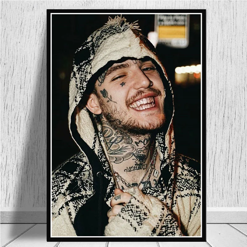 Плакат Горячая Lil Peep R.I.P Рэпер Хип-хоп новая музыкальная певица звезда настенная живопись на холсте картины для гостиной домашний декор - Color: Orange
