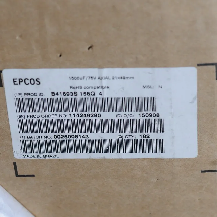 2 шт. EPCOS B41693S 75В 1500 мкФ осевой конденсатор с алюминиевой крышкой
