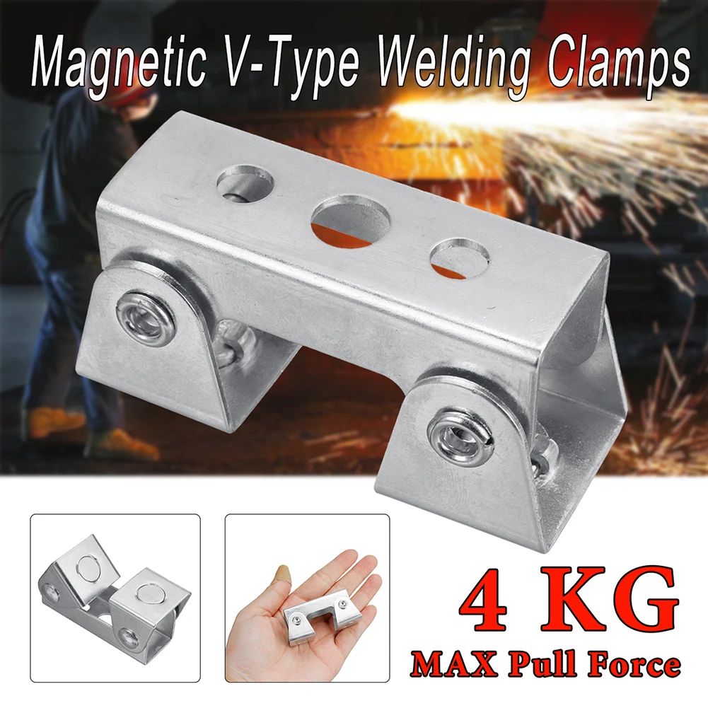 Magnetic V Type Welding Jig Clamps Adjustable V Pads Clamp Fixture Holder Tools for Round Flat Angle Metal Surface