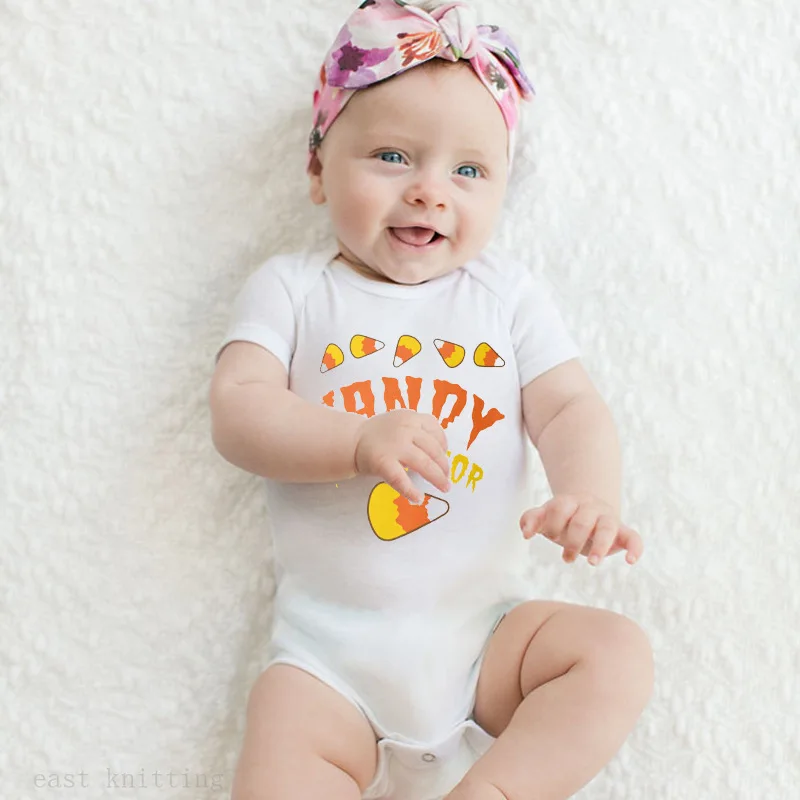 

2018 Summer August Halloween New Style Candy Inspector Printed Hot Selling Baby Onesie