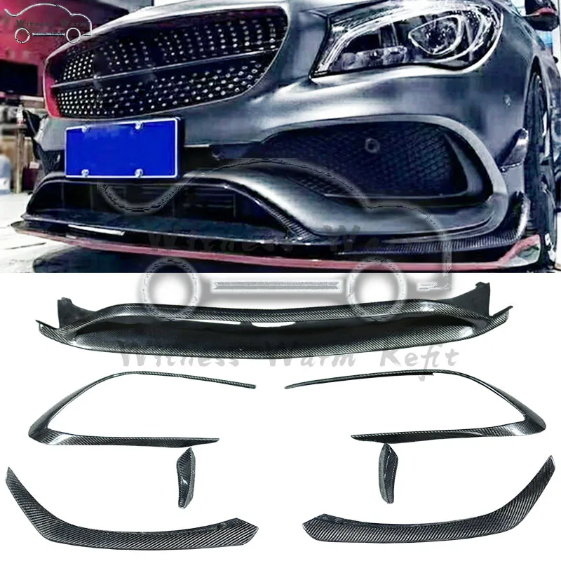 Для Mercedes Benz CLA W117 cl45 AMG-UP углеродного волокна передний бампер спойлер разветвители воздушный нож 7 шт
