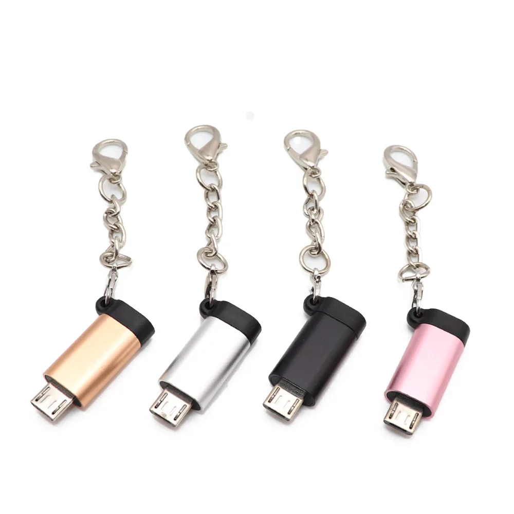 2 шт. Micro USB Кабель-адаптер Micro USB для iPhone Женский конвертер USB OTG адаптер данных с брелоком для телефона