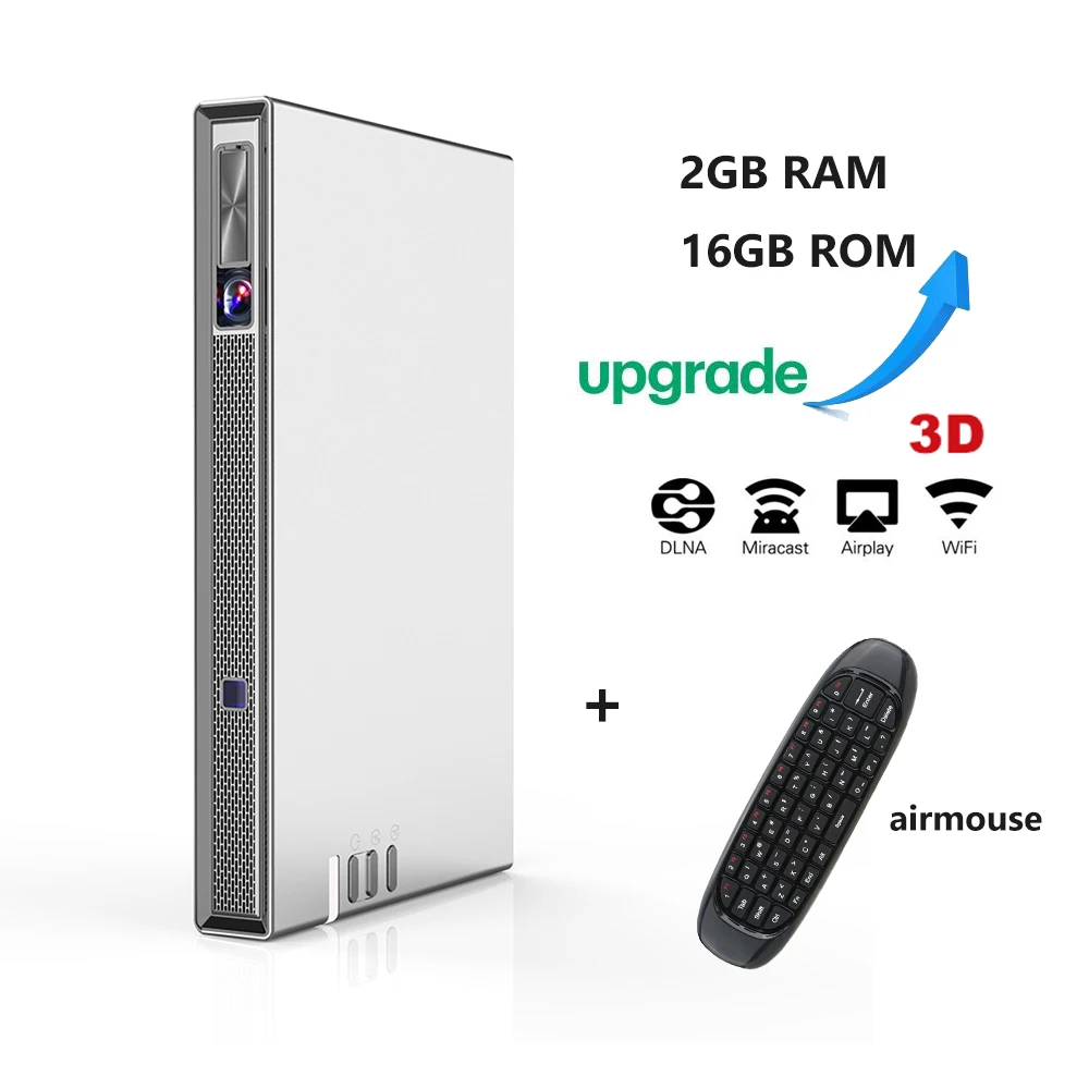 Vivicine T5 4k мини-проектор, Android 6,0 Bluetooth 4,2, 4000 мАч батарея, Смарт HDMI USB PC игры мобильный проектор - Цвет: T5 Add Airmouse