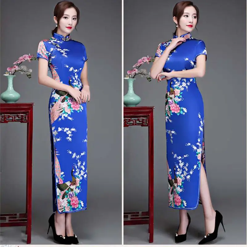 Cheongsam qipao новые женские Искусственные шелковые cheongsam женские сексуальные длинное Ципао китайское банкетное платье большого размера 6XL