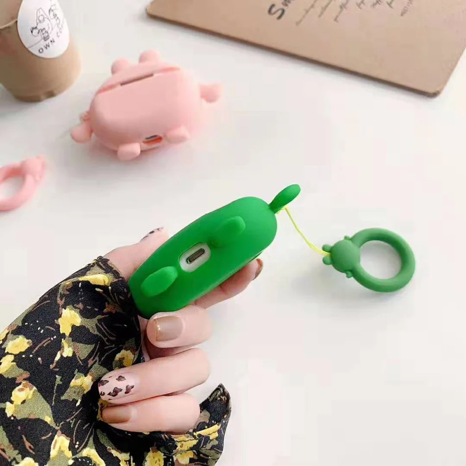 Для AirPods чехол игривый милый мультфильм животных сумка Микки чехол для Airpods 2/i10/i11 TWS Защитная крышка с палец кольцо ремень