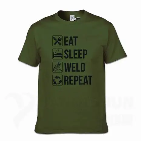 Забавная футболка для сварщика Eat Sleep Weld Repeat, Модная хлопковая Футболка 16 цветов, уличная футболка, топы с короткими рукавами