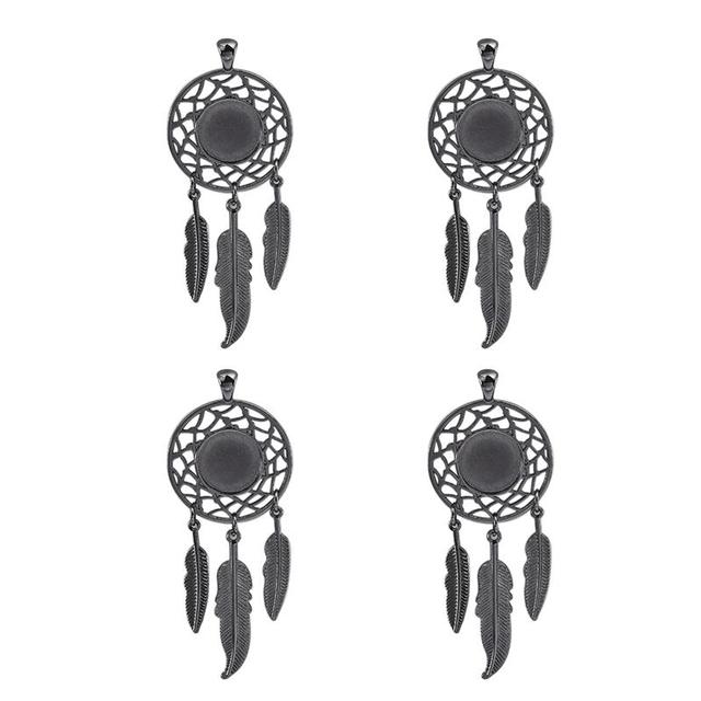 Life Tree Hand Palm Charm Dream Catcher Pendant Blank Bezel Tray 14mm Cabochon Base Setting DIY Necklace Jewelry Findings