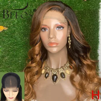 

Beeos 180% 4×4 Lace Closure Ombre Colored Body Wave Wig Brazilian Remy Human Hair Wigs Pre Plucked Bleached Knots