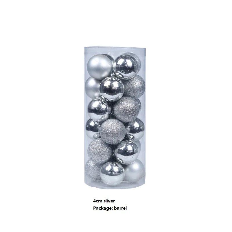 24pcs 4cm Sliver 24 шт Рождественские шары блестящие матовые глянцевые шары с рождественским орнаментом для рождественской елки украшения материалы красный золотой зеленый розовый - Цвет: 24pcs 4cm Sliver