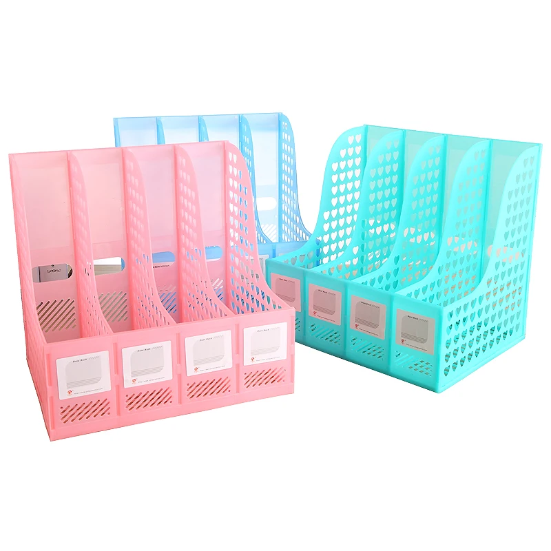 Plastic Bookshelf 3 4 6 Section Divider Paper Magazine Rack