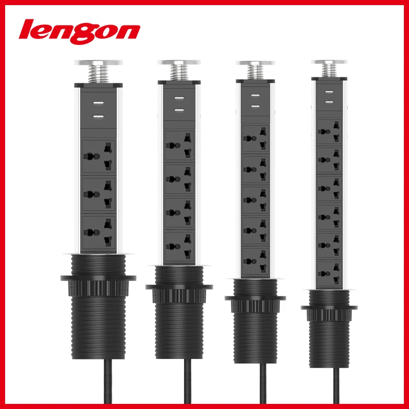 LENGON PULL POP UP 2 универсальная розетка питания 2 usb порт для зарядки кухонные настольные розетки выдвижные столешницы Столешница EU вилка