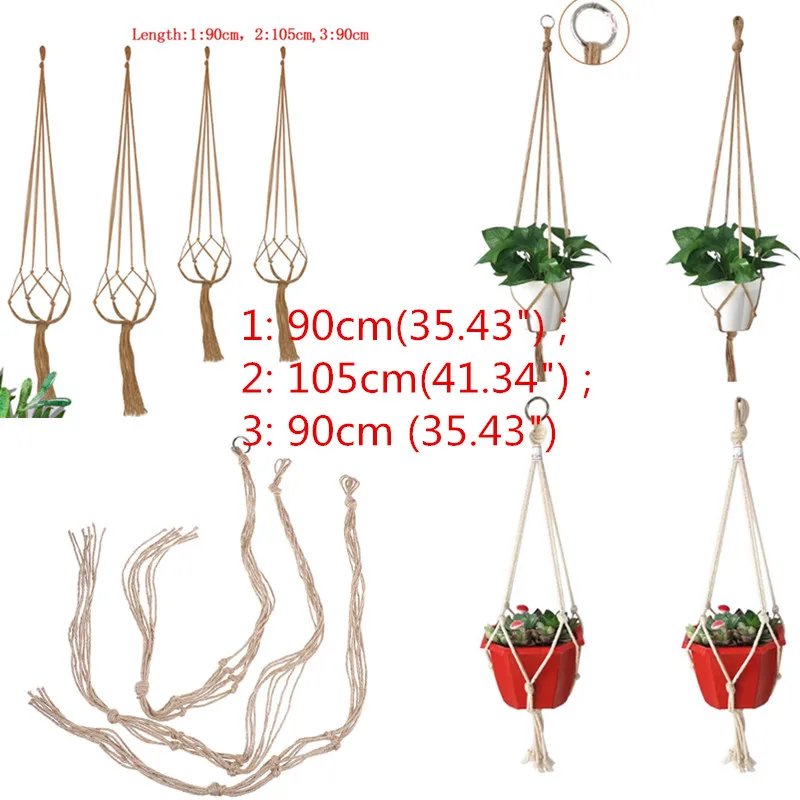 Handmade Plant Pot Hanger Basket Macrame Flowerpot Plant Hanging Rope Holder Home Garden Decoration
