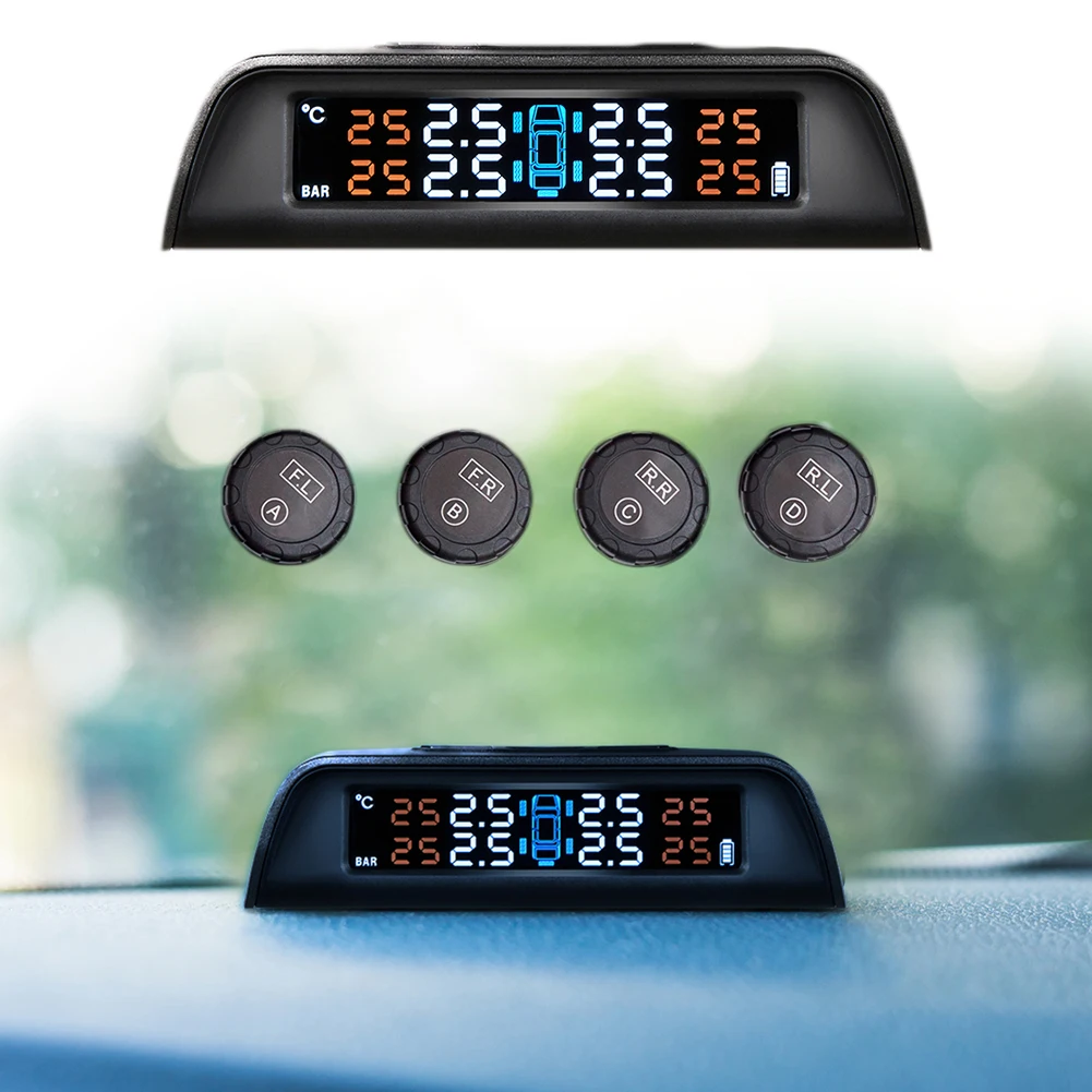 Умный автомобиль TPMS система контроля давления в шинах Солнечная энергия цифровой ЖК-дисплей Автоматическая охранная сигнализация s давление в шинах