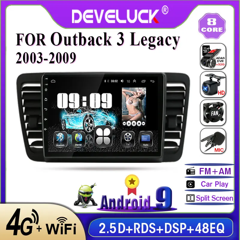 

Android 9.0 2 din Car Radio Multimedia video Player For Subaru Outback Legacy Impreza 2003-2014 Navigation GPS 2din stereo DVD