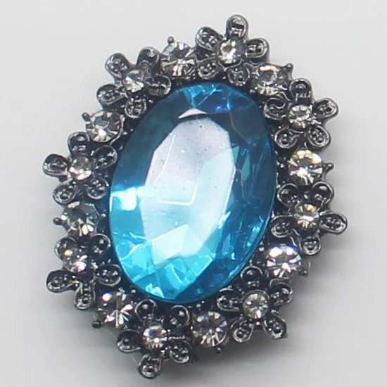 No.9 sea blue LKERAN 10 шт. черная серия овальные акриловые пуговицы со стразами сплав Бриллиантовая пуговица DIY цветок свадебные украшения, аксессуары - Цвет: No.9 sea blue