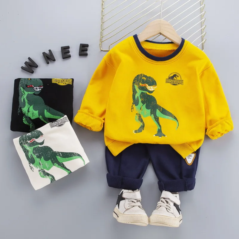 

Children Cotton Clothes Set Long Sleeve Infant Boy Casual Dinosaur Sportswear Boys Spring Sports Suit Baby Boys Outfit