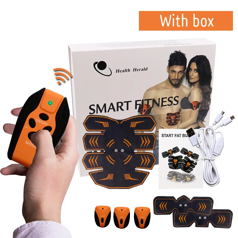 Item A with box Мышечный Стимулятор фитнес тело похудение сжигание жира машина Ems тренажер брюшной миостимулятор Фитнес упражнения дистанционное управление - Цвет: Item A with box