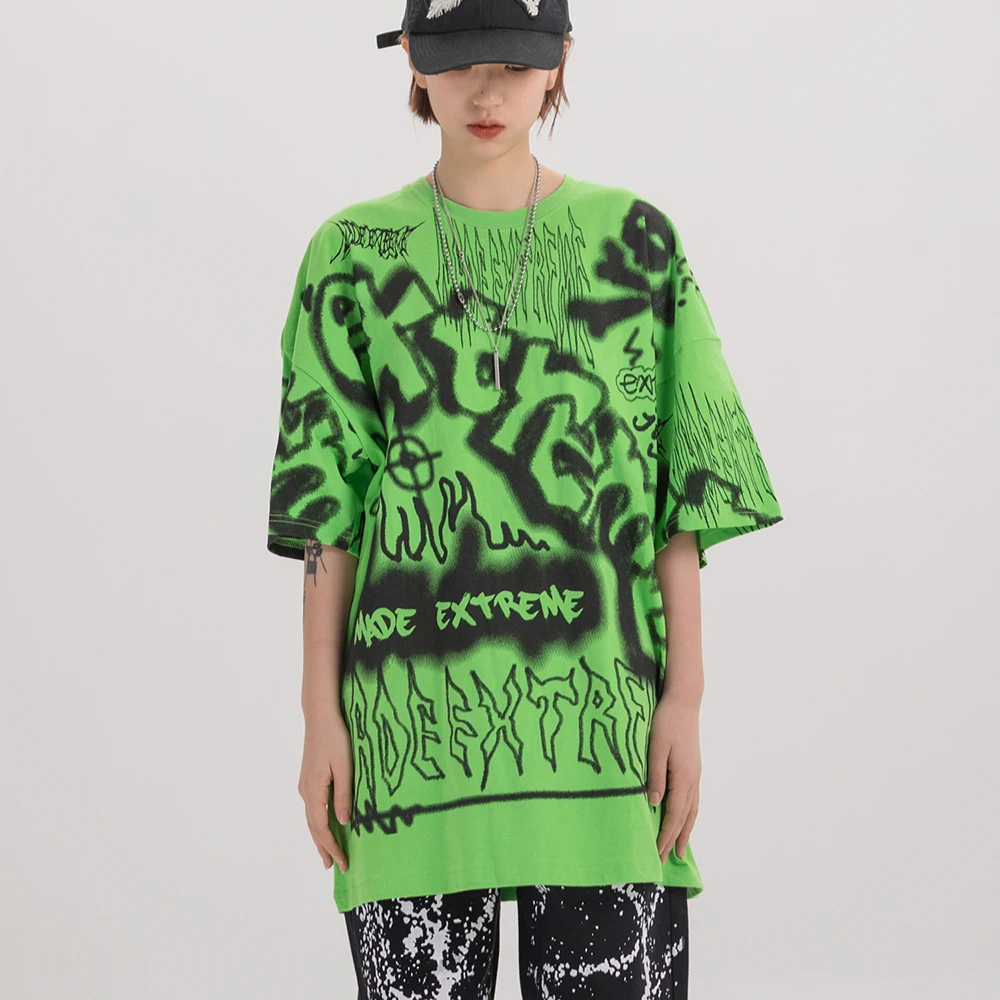 граффити летний короткая футболка в готическом стиле женская с надписями