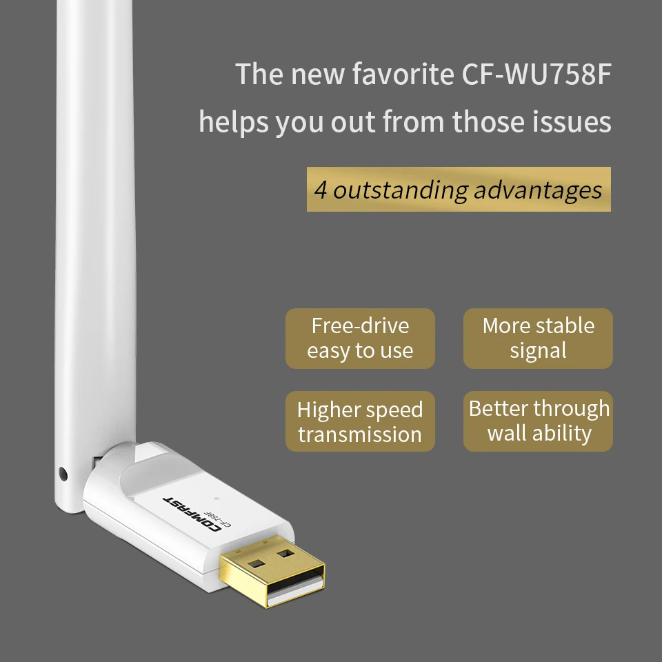 Comfast CF-WU758F антенна с высоким коэффициентом усиления 650 Мбит/с Двухдиапазонная беспроводная сетевая карта