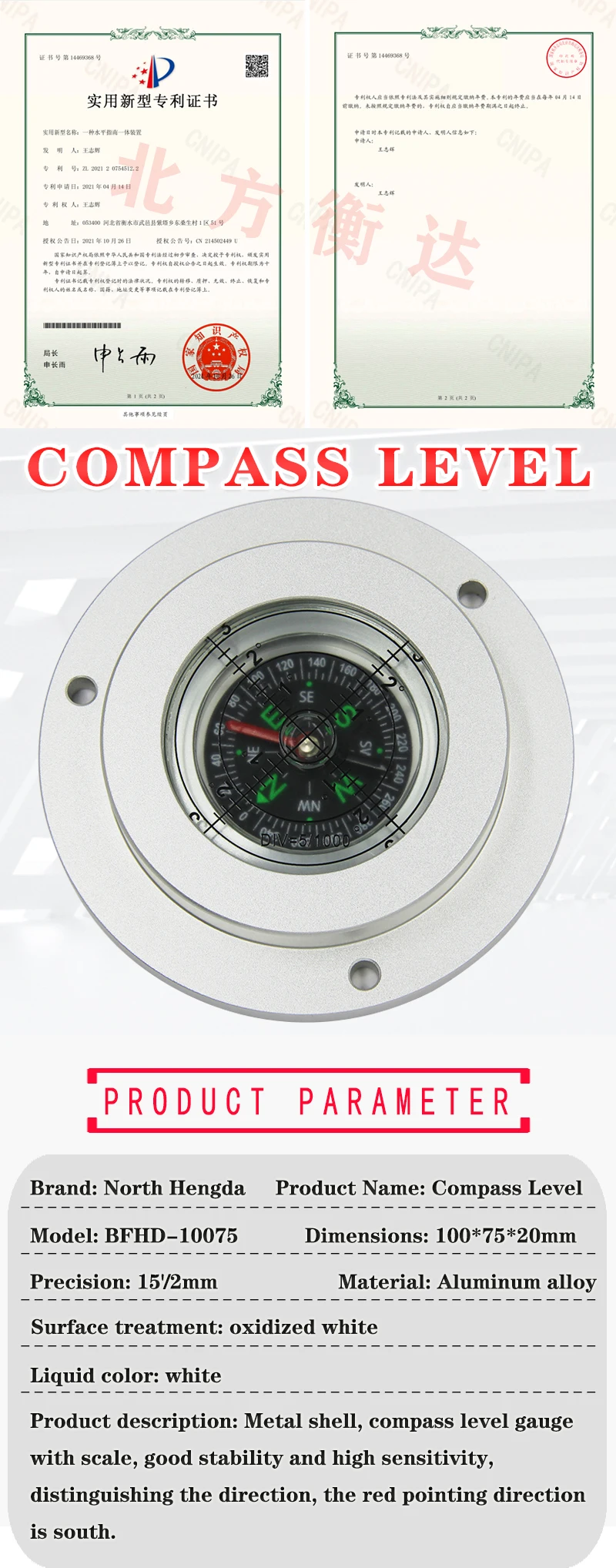 Guindaste medidor de nível bússola medição nível