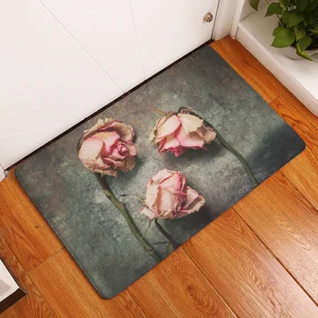 

Retro Bouquet Printing Floor Mat Door Mat Digital Printing Foot Rug Bathroom Kitchen Cushion Toilet Water-absorbing Non-slip Mat