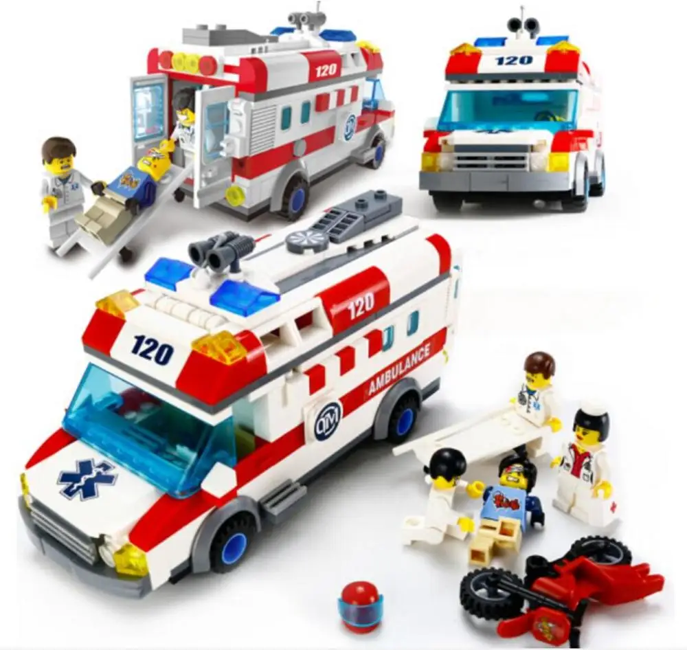 

City Series Rescue Emergency Ambulance Car Building Blocks Sets Bricks Educational Model Kids Kits Toys Compatible Friends