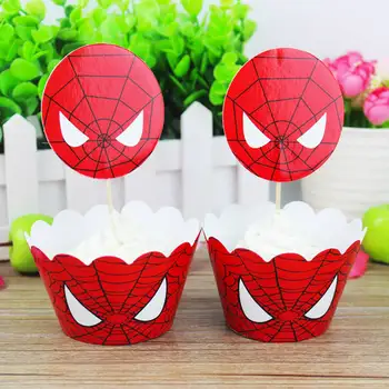 

disposable tableware spiderman theme Cake Toppers Cupcake Wrappers Birthday Party Cake Decoration Baby Shower Party Supplies