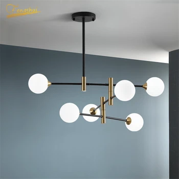 

Modern LED Chandeliers Creative Ceiling Lights Rustic Chandelier Lighting Magic Beans Design Iron Black Hanging Light Fixtures