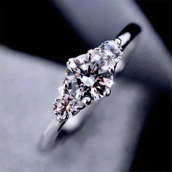 

CMajor Sterling Silver Synthetic Diamond Jewelry Elegant Temperament 14ct Cubic Zircon White Round Classic Ring for Women