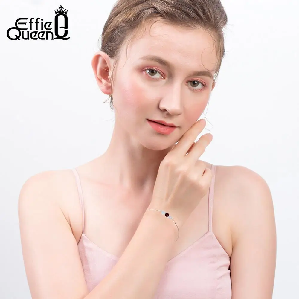 Effie queen 925 пробы Серебряный браслет для женщин с 3 камнями регулируемый браслет Серебряный свадебный подарок ювелирных изделий BB47