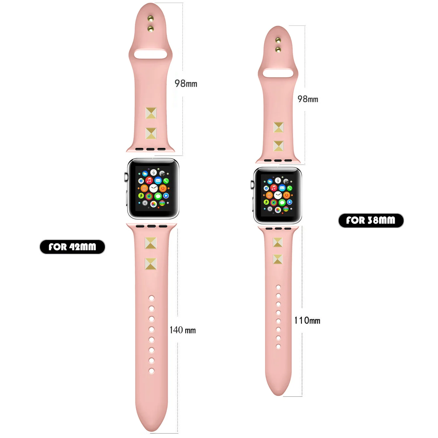 Дизайн, роскошные заклепки Стиль ремешок для наручных часов Apple Watch, версии Series4, версия 1, 2, 3, Ремешок Браслет Для мужчин/Для женщин силиконовый ремешок 40/44/38 мм/42 мм