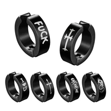 Новинка, 1 шт, женские и мужские серьги-клипсы, не пирсинг, без отверстия для ушей, персонализированный узор, черные поддельные серьги, круглые серьги, ювелирное изделие