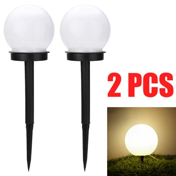 

2Pcs LED Solar Round Ball Light High Quality Outdoor Garden Underground Light Path Ground Spike Lamp Home Garden Landscape Decor