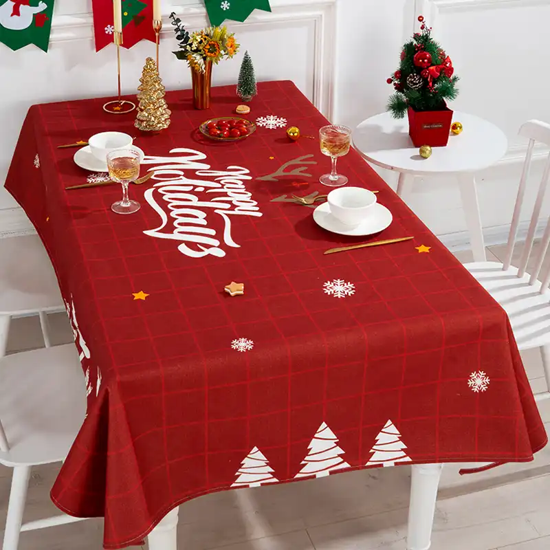 Christmas Table Runner Cover Cloth Xmas Tablecloth Decor Dining Desk Mat Covers