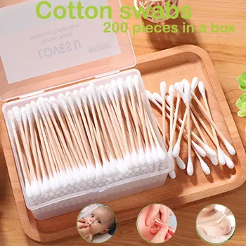 

200PCS Double Head Bamboo Stick Makeup Cleaning Cotton Swabs Natural Cotton Swabs A22#30